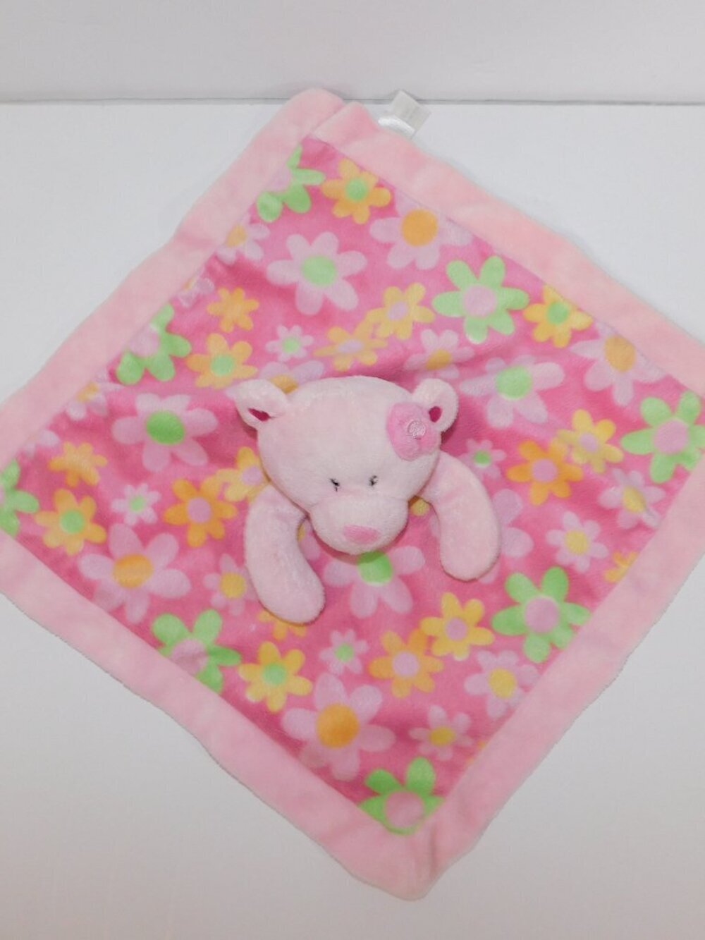 First Impressions Pink Green Floral Teddy Bear Security blanket Baby Lovey nunu - Picture 3 of 6